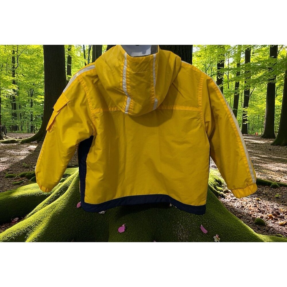 Oshkosh B'gash Genuine Puffer Coat Size 24M Yellow Full Zip Fleece Lined Hooded
